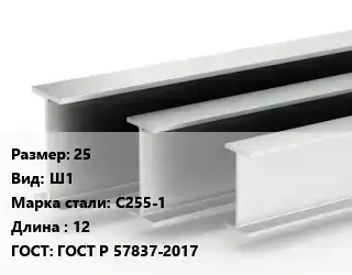 Двутавровая балка 25 Ш1 С255-1 L=12 ГОСТ: ГОСТ Р 57837-2017